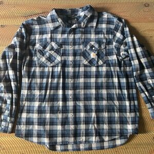 Carhartt Men's Rugged Flex Relaxed Fit Pearl Snap Plaid Shirt size 2XL